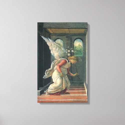 Annunciation angel detail by Sandro Botticelli Canvas Print