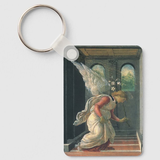 Annunciation (angel detail) by Sandro Botticelli Keychain (Front)