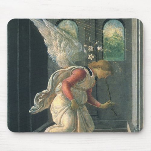 Annunciation angel detail by Sandro Botticelli Mouse Pad