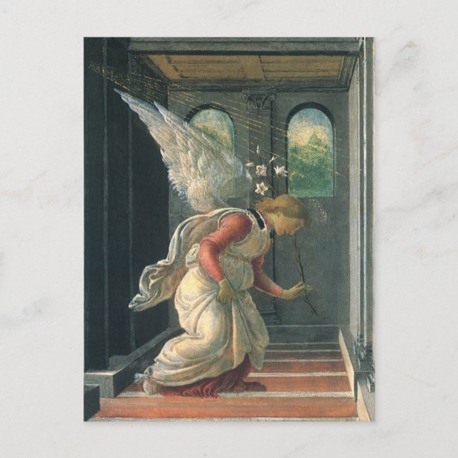 Annunciation (angel detail) by Sandro Botticelli Postcard (Front)