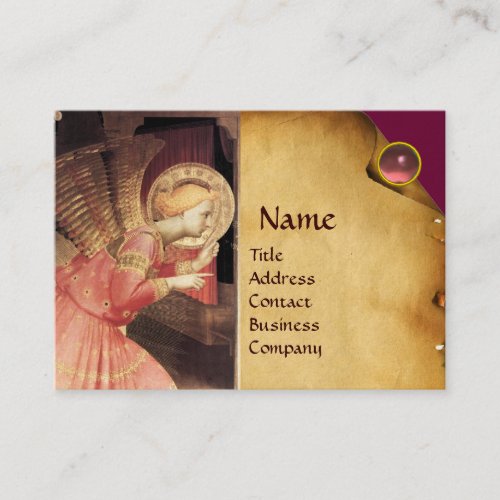 ANNUNCIATION ANGEL IIN GOLD AND PINK BUSINESS CARD
