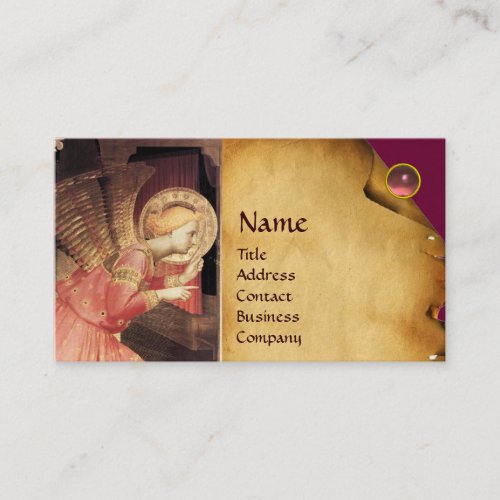 ANNUNCIATION ANGEL IIN GOLD AND PINK BUSINESS CARD