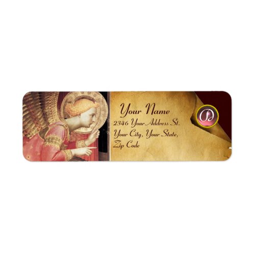 ANNUNCIATION ANGEL IIN GOLD AND PINK MONOGRAM LABEL