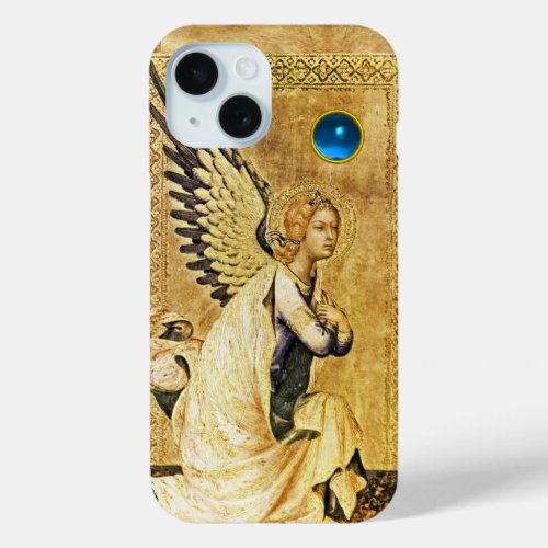 ANNUNCIATION ANGEL IN GOLD AND BLUEParchment iPhone 15 Case