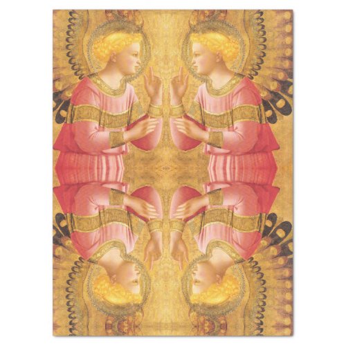 ANNUNCIATION ANGEL IN GOLD PINK Christmas Greeting Tissue Paper