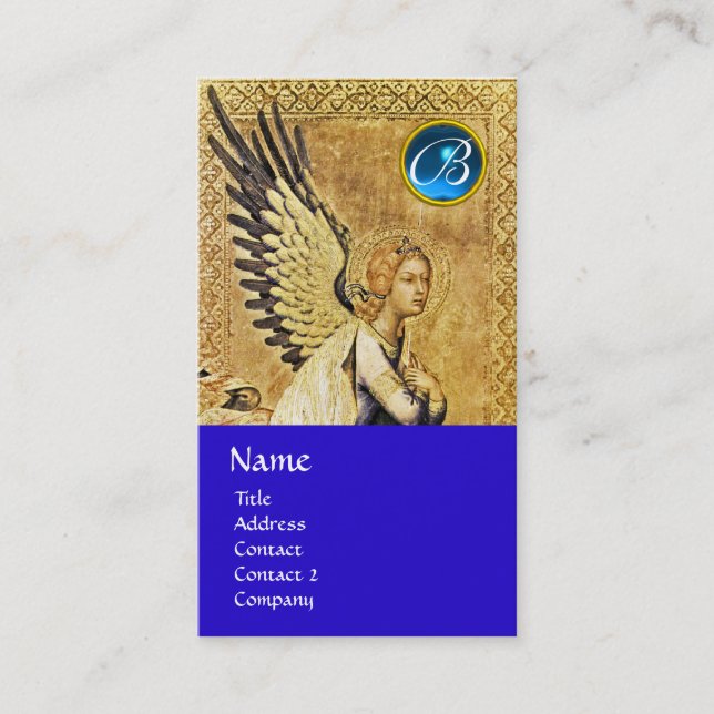 ANNUNCIATION ANGEL MONOGRAM, Blue Sapphire Business Card (Front)