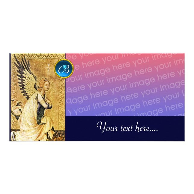 ANNUNCIATION ANGEL MONOGRAM, Blue Sapphire Card (Front)