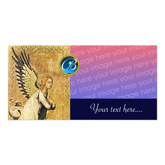 ANNUNCIATION ANGEL MONOGRAM, Blue Sapphire Card (Front)