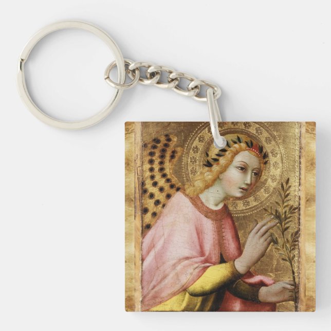 ANNUNCIATION ANGEL MONOGRAM ,Blue Sapphire Keychain (Front)