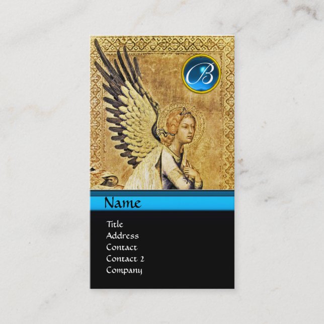 ANNUNCIATION ANGEL MONOGRAM, Blue Sapphire silver Business Card (Front)