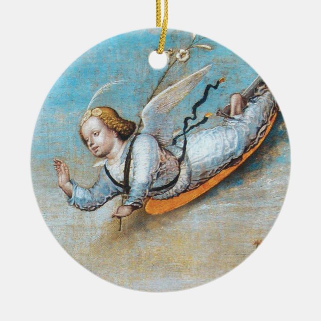 ANNUNCIATION ANGEL MONOGRAM CERAMIC ORNAMENT (Front)