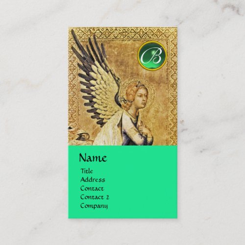 ANNUNCIATION ANGEL MONOGRAM emerald green Business Card