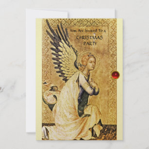 ANNUNCIATION ANGEL MONOGRAM ,Red Ruby champagne Invitation