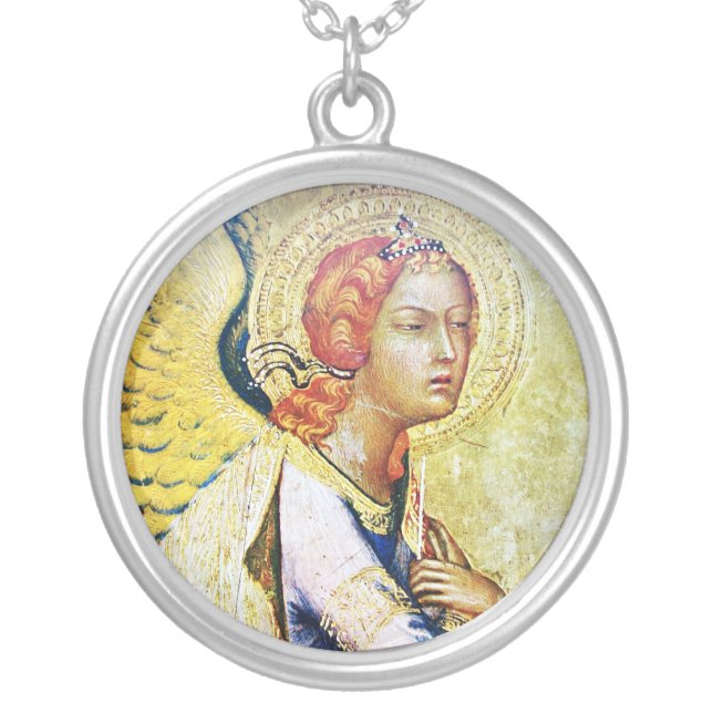 ANNUNCIATION ANGEL SILVER PLATED NECKLACE (Front)