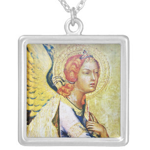 ANNUNCIATION ANGEL SILVER PLATED NECKLACE