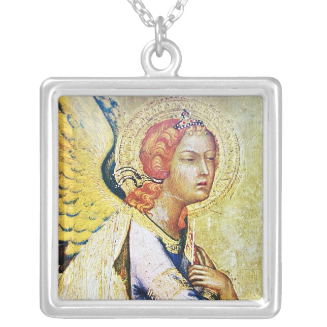 ANNUNCIATION ANGEL SILVER PLATED NECKLACE (Front)