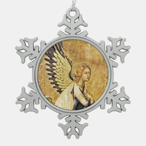 ANNUNCIATION ANGEL SNOWFLAKE PEWTER CHRISTMAS ORNAMENT
