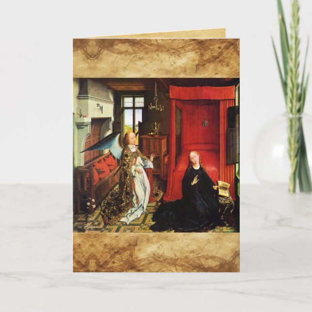 ANNUNCIATION Archangel Gabriel ,Virgin Parchment Holiday Card (Front)