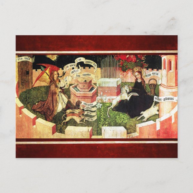 ANNUNCIATION AS THE MYSTICAL HUNT OF UNICORN POSTCARD (Front)