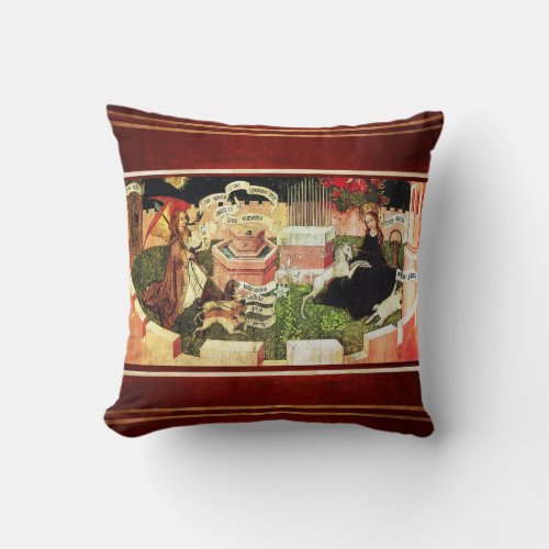 ANNUNCIATION AS THE MYSTICAL HUNT OF UNICORN  THROW PILLOW