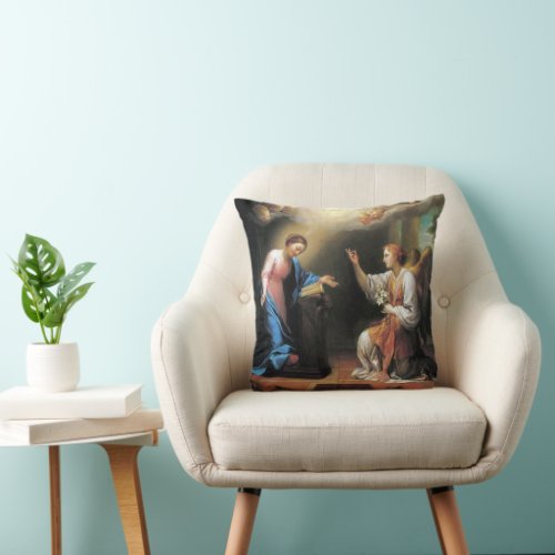 Annunciation by Anton Raphael Mengs Throw Pillow