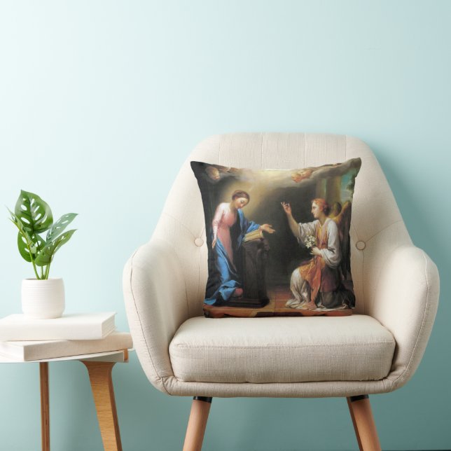 Annunciation by Anton Raphael Mengs Throw Pillow (Chair)