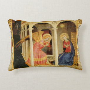 Annunciation by Fra Angelico, Renaissance Fine Art Accent Pillow