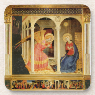 Annunciation by Fra Angelico, Renaissance Fine Art Beverage Coaster