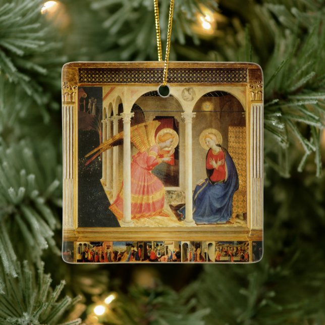 Annunciation by Fra Angelico, Renaissance Fine Art Ceramic Ornament (Tree)