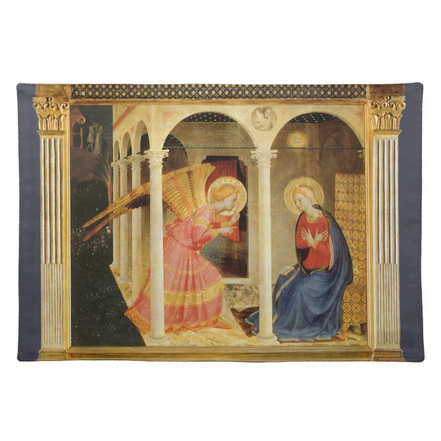 Annunciation by Fra Angelico, Renaissance Fine Art Cloth Placemat (Front)