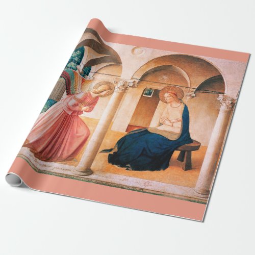 ANNUNCIATION by Fra Beato Angelico Christmas Pink Wrapping Paper