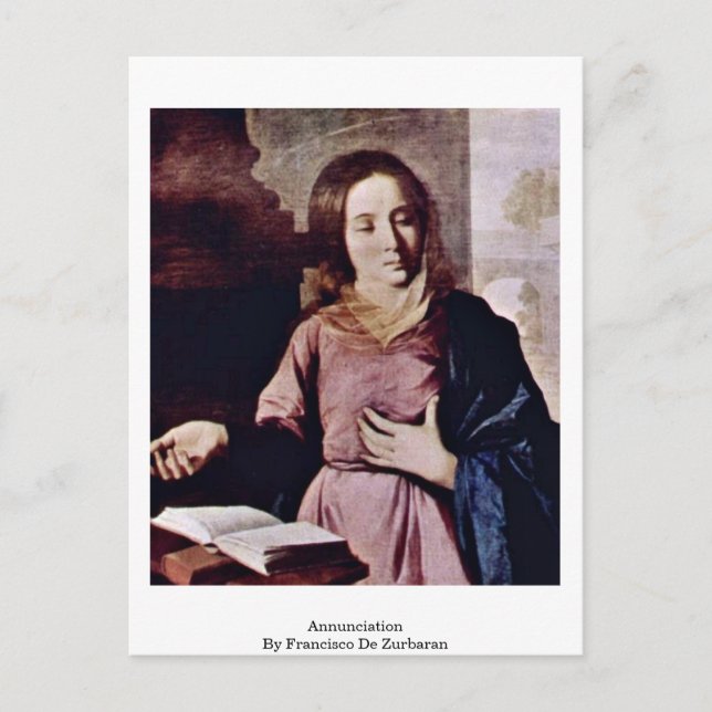 Annunciation By Francisco De Zurbaran Postcard (Front)