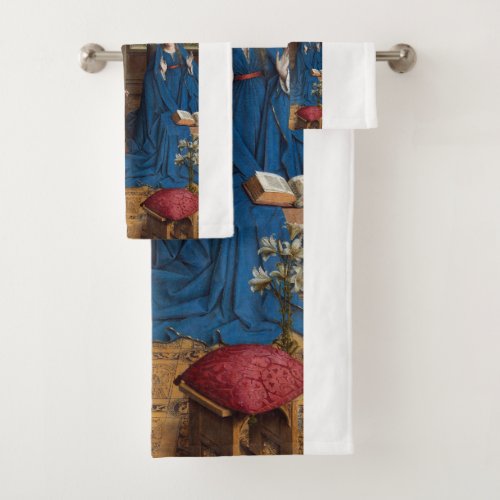 Annunciation by Jan van Eyck Bath Towel Set