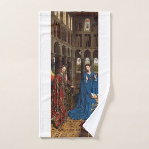 Annunciation by Jan van Eyck Hand Towel