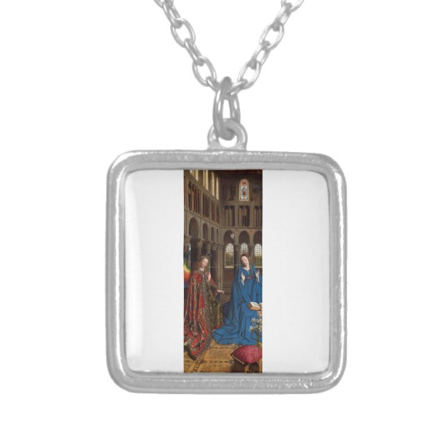 Annunciation by Jan van Eyck Silver Plated Necklace (Front)