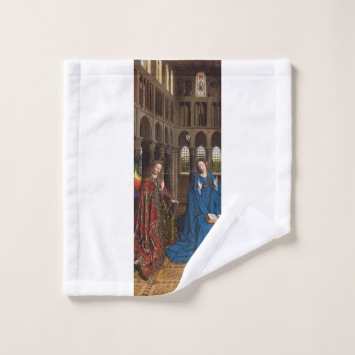 Annunciation by Jan van Eyck Wash Cloth