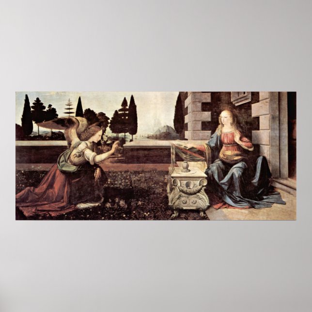 Annunciation by Leonardo di ser Piero da Vinci Poster (Front)
