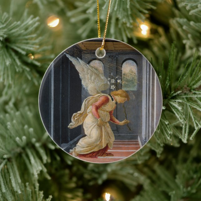 Annunciation by Sandro Botticelli Cloth Ceramic Ornament (Tree)