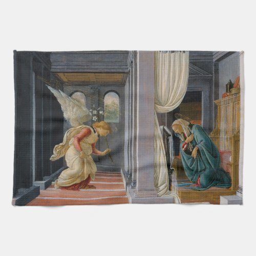 Annunciation by Sandro Botticelli Kitchen Towel