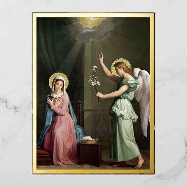 Annunciation,  foil holiday postcard (Front)