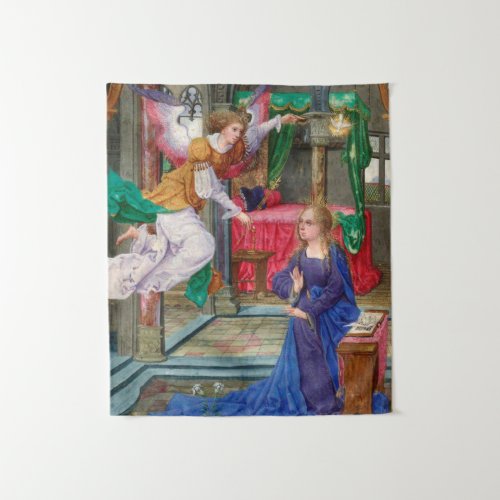 Annunciation from a medieval art illustration tapestry