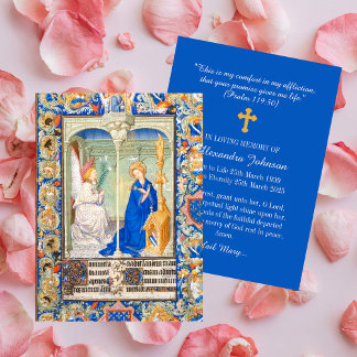 Annunciation Hail Mary Funeral Memorial Prayer Note Card