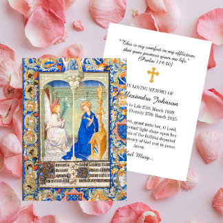 Annunciation Hail Mary Funeral Memorial Prayer Note Card