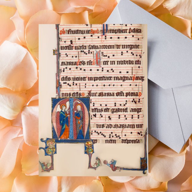 Annunciation Medieval Illuminated Manuscript Postcard (Annunciation Medieval Illuminated Manuscript Catholic Christian Postcard)
