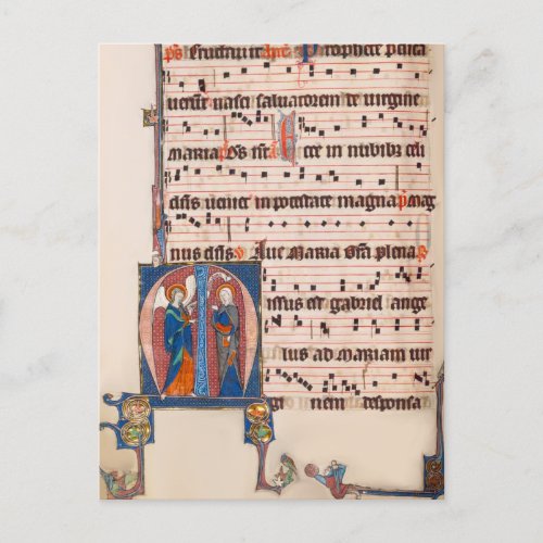 Annunciation Medieval Illuminated Manuscript Postcard