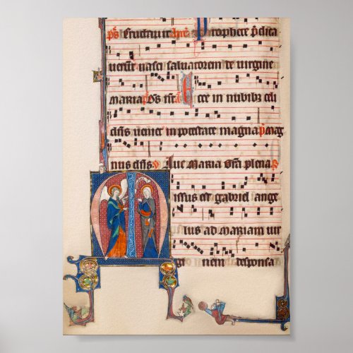 Annunciation Medieval Illuminated Manuscript Poster