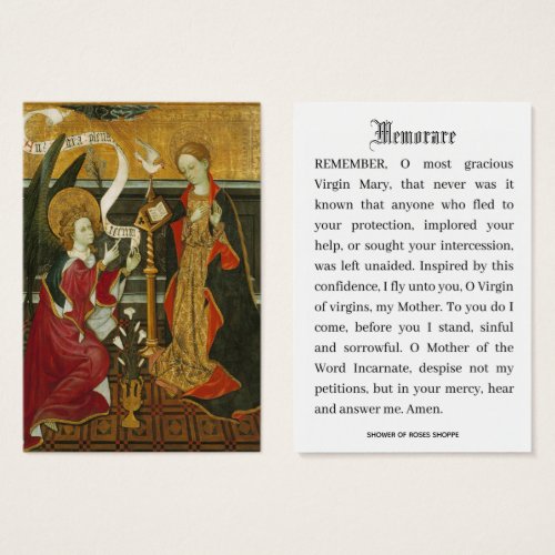 Annunciation of Mary Memorare Catholic Holy Cards