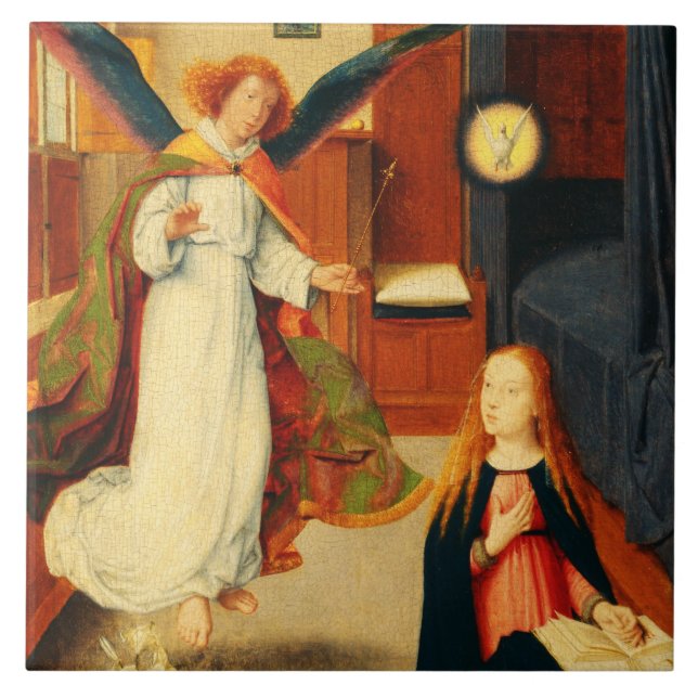 Annunciation of Virgin Mary by Gerard David Ceramic Tile (Front)