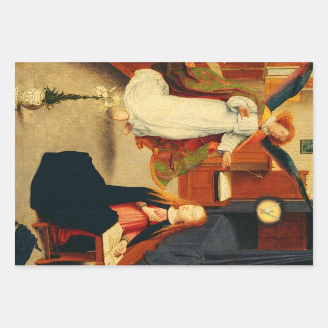 Annunciation of Virgin Mary by Gerard David Wrapping Paper Sheets (Front)