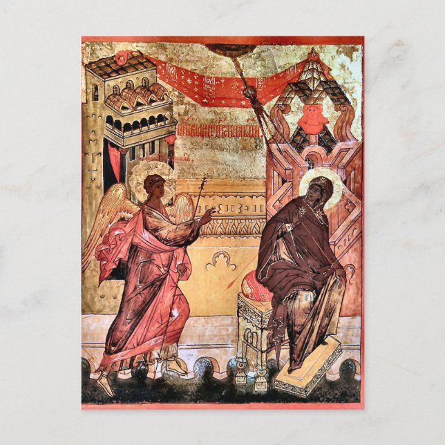 Annunciation Orthodox Christian Byzantine Icon  Postcard (Front)